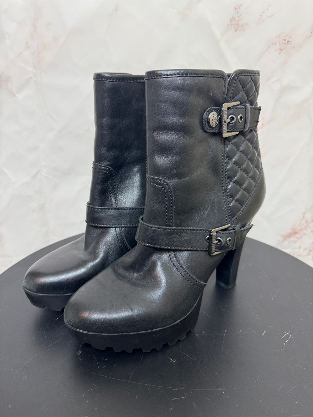Guess Omelda Quilted Platform Ankle Boots